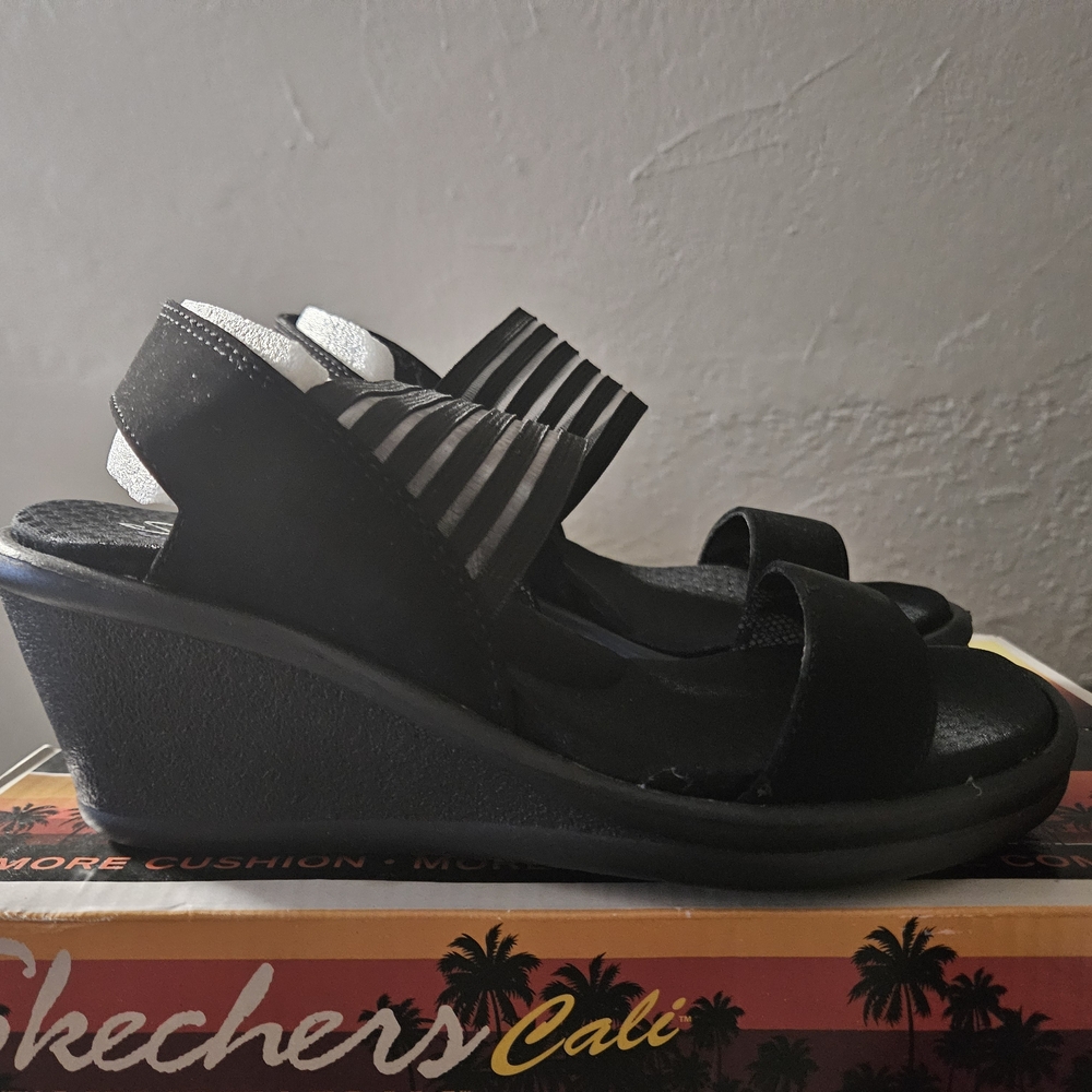 Skechers Black Wedge Sandals for Women